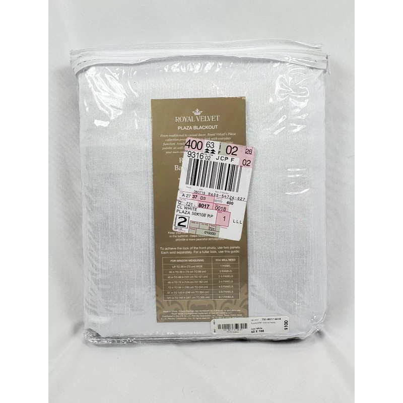 Royal Velvet Cool White Plaza Blackout Rod-Pocket Back Tab Panel,