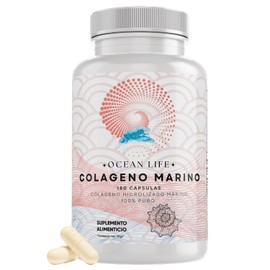 Colageno Marino Hidrolizado 100% Puro [Extremadamente Eficaz] 180 Capsulas 500mg (Potente Efecto Hidratante y Revitalizante) - Alta Absorcion - Eficaz Formulacion - OceanLife