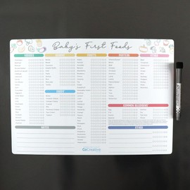 CoCreative Design First Baby Foods Checklist Tracker Fridge Magnet, Dry Erase Magnetic Solid Foods Chart, Daily Food Log, 101 Before One, Baby Food Chart Weaning Chart 29.7x42cm A3 Size