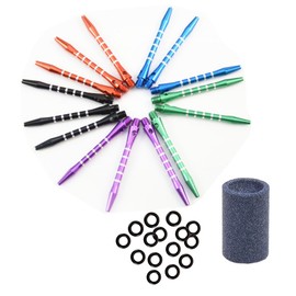 JBBERTH Dart Accessory Kits-15Pcs 53MM Aluminum Medium Darts Shafts Striped Dart Shaft +15Pcs O-Rings+1Pcs Dart Sharpener