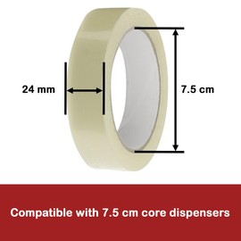 6 Rolls Transparent Tape 24mm x 66m, Sellotape Dispenser Tape Refills - Clear Sticky Sellotape Roll Daily Stationary Use Cellotape at Home School and Office