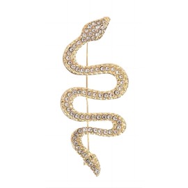 Gold Snake Large Brooches for Women, Punk Style Lapel Pin Shiny Zircon Wedding Pin Teenage Girls Graduation Dress Crystal Brooch Fashion Prom Jewelry (Gold)