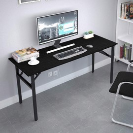 Need Home Office Desk - 60 Inches Large Computer Desk Sturdy Black Table Foldable Desk Gaming Computer Table No Assembly Required AC5CB 60”