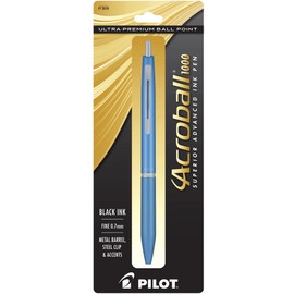 PILOT Acroball 1000 Ultra-Premium Ball Point Pen, 0.7 mm Fine Point, Black Ink, Blue Barrel (13656)