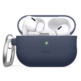 elago Compatible with AirPods Pro 2 Case (2022), Silicone Case with Keychain, Front LED Visible, Supports Wireless Charging [Jean Indigo]