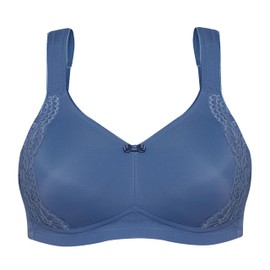 SUSA Women's Minimiser Bra without Underwire, London, Women's Bras with Minimiser Cut, Optically Smallens the Breasts, Moulded Cups, Wide Straps, royal blue