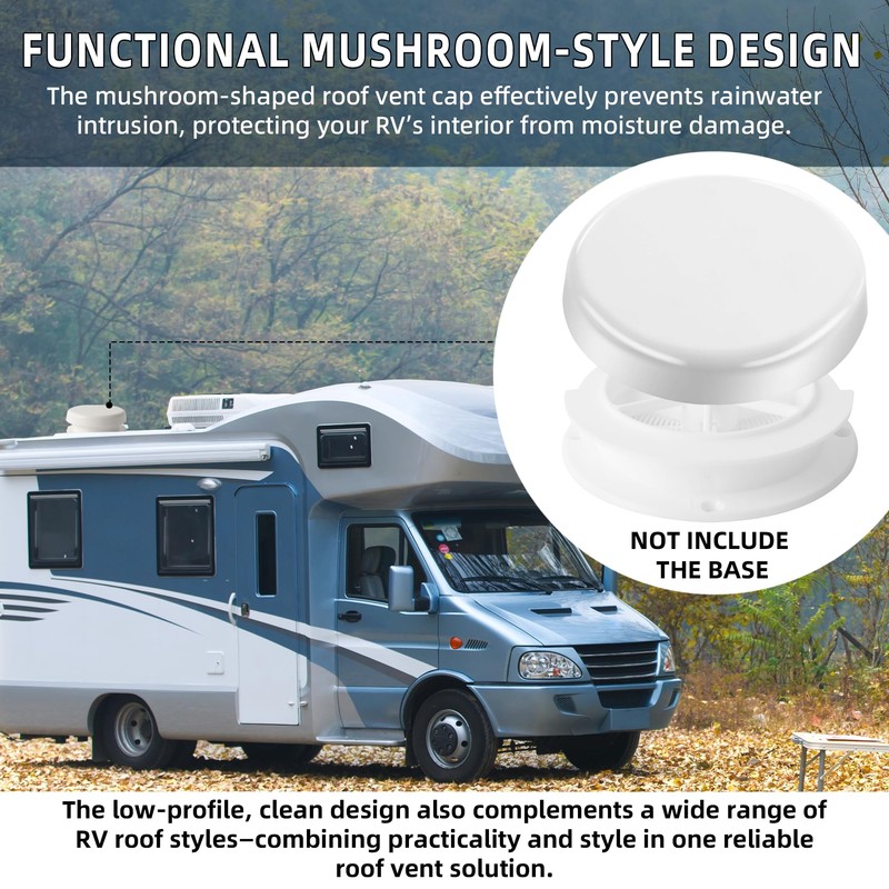 Aussio 2-Pack Mushroom Style RV Plumbing Vent Cap, Universal RV