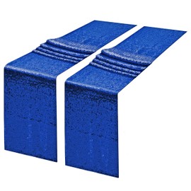 2 Packs 12 x 108 inches Royal Blue Sequin Table Runner, Glitter Royal Blue Table Runner for Wedding Birthday Bachelorette Holiday Party Supplies Decorations Bridal Shower Baby Shower