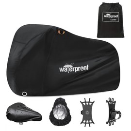 Famiredo Waterproof Bicycle Cover for 1 or 2 Bikes, 210T Nylon, Black, Ideal for Mountain Bikes, Beach Cruisers, Mopeds & More