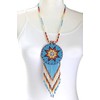Native Style Beaded Necklace Earrings Set with Large Rosette Pendant