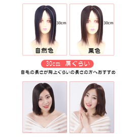 HIYE Partial Wig, Partial Wig, Medical Wig, Point Wig, For Women, 100% Human Hair Silk (Silk), Super Realistic Artificial Skin Included, Fully Hand-Planted, Black, Chestnut, Width 6.3 x Height 7.1