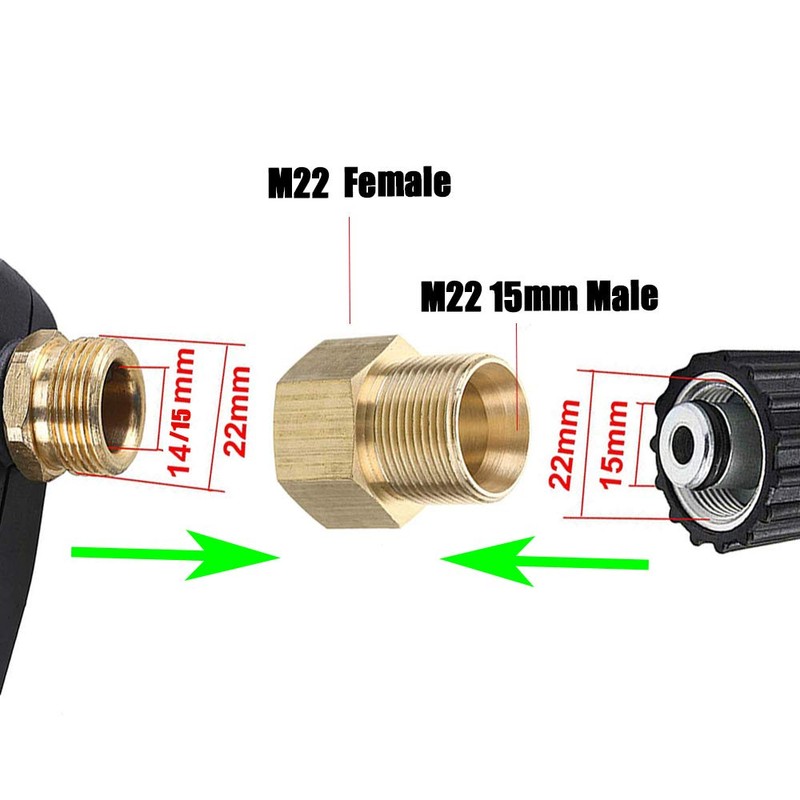 Stone Banks Brass High Pressure Washer Coupler, Metric M22 15mm