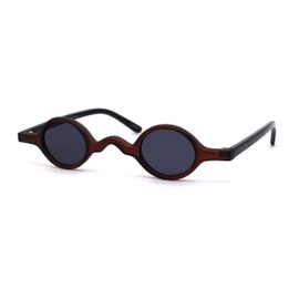 Mens Unique Tiny Round Circle Lens Hippie Pimp Plastic Sunglasses Matte Brown Black