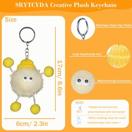 SRYTCYDA Kawaii Plush Keychain Creative Mini Keychain Lovely Fun Keychains For Girls Women Car Backpack Decoration Gift (Yellow)
