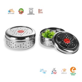 Sumeet Stainless Steel Hole Puri Dabbas/Flat Canisters with Air Ventilation Size No.8-12.5cm Dia & No. 9-14 cm Dia