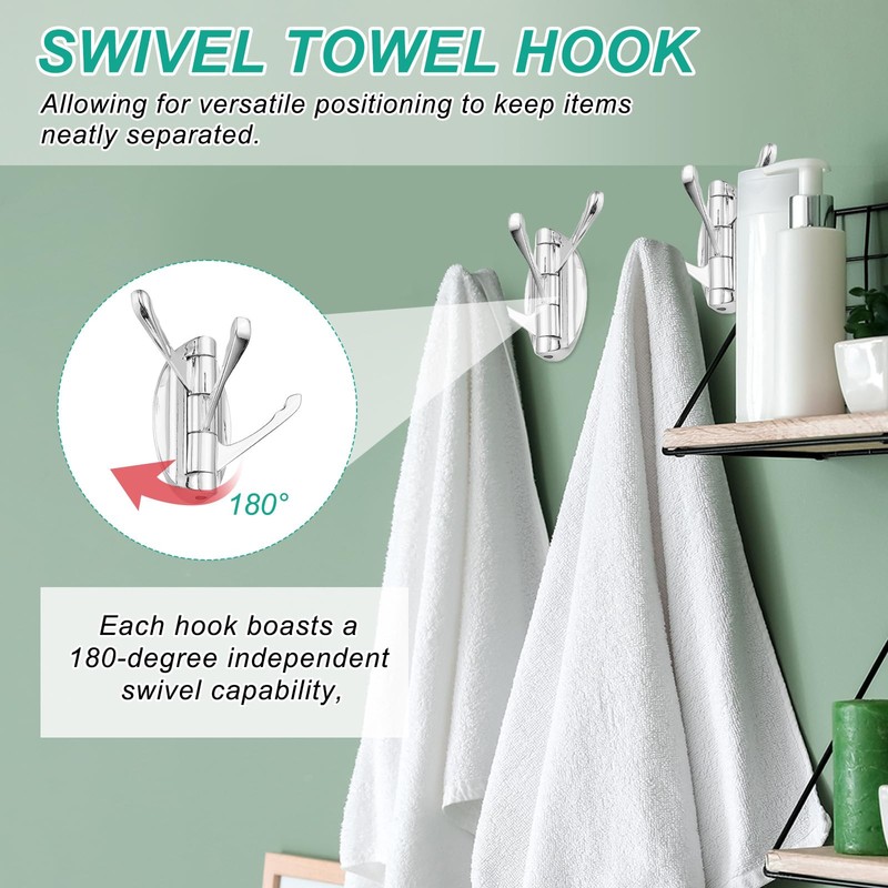 PATIKIL Swivel Towel Hooks Foldable Towel Hook Clothes Hooks Hanger