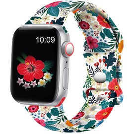 Easuny Compatible with Watch Band 38mm 40mm 41mm 42mm 44mm 45mm 49mm for Women, Butterflies Print Soft Silicone Floral Fadeless Wristband Sport Strap for Watch SE Series 9 8 7 6 5 4 3 2 1 Ultra