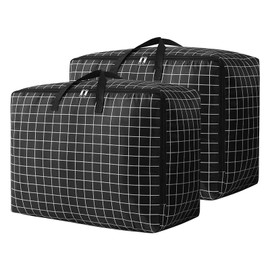 2 Pcs 105L Storage Bags with Zips, Heavy Duty Moving Bags Large Strong, 2 PCS Duvet Storage Bag King Size for Bedding, Clothes, Duvets, Pillows, Quilt, Blankets