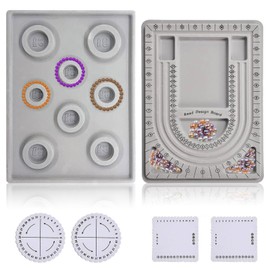 Pack of 2 Bead Board, Necklace and Bracelet Design Board Bead Design Board for Beads Weaving Tool Necklace DIY Jewellery Making (Grey)