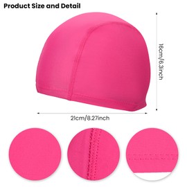 2 Pcs Elastic & Lightweight Swimming caps, Comfortable Fabric Swimming Hats for Women Men Kids and Adults, Unisex Nylon/Non-Slip Bathing Caps for Long Short Hair(Black+ Rose Red)