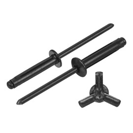 sourcing map 100Pcs 5/32"x3/4" Aluminum Round Head Tri Grip Rivets, Tri Grip Rivets Assortment Bulb Style Rivets for DIY, Sheet Metal, Automotive Repairs, Furniture, Marine Boat (Black)