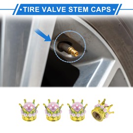 VekAuto 4 Pcs Tire Valve Stem Caps 7x15.8mm Tyre Valve Dust Covers for Car Truck Motorbike Bicycle Decorative ABS Copper Gold Tone Pink