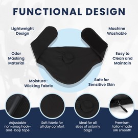 YConnect Ostomy Belt for Men & Women | Colostomy Ostomy Bag Covers for Sports | Discreet Ileostomy Belt | Ostomy Bag Cover | Ostomy Wrap Abdomen | Inner Pocket to Hold Ostomy Pouch (Black, Large)