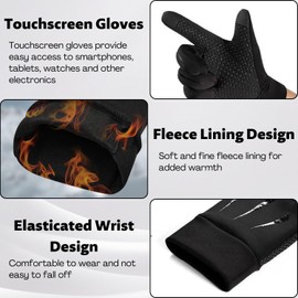AUCANNIO Waterproof Gloves Men, Warm Winter Gloves, Cycling Gloves, Touchscreen Windproof Thermal Gloves Liners for Driving Hiking Walking Running Climbing