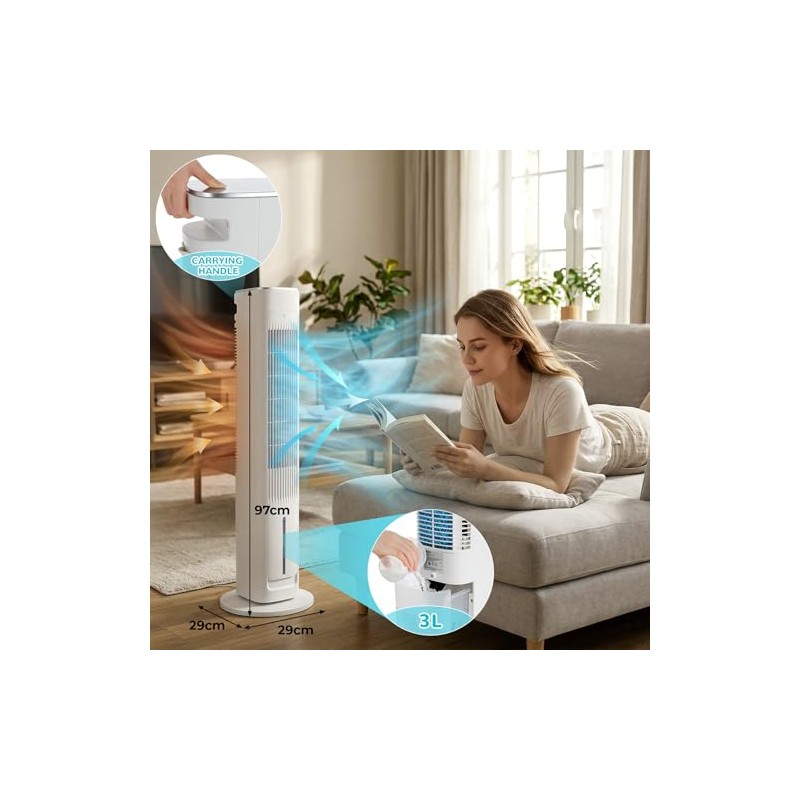 LIFERUN Tower Fan 97 cm with Water Cooling Remote Control