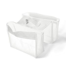 Compartments Bath Toy Organizer: White Mesh Bath Toy Storage with 2 Quick-Dry Pockets - Ideal Organizer for Kids' Bathtub Toys and Baby Storage