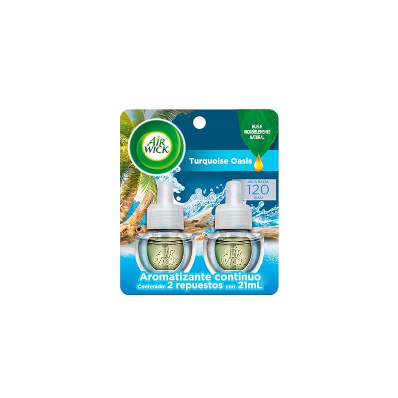 Air Wick Aromatizante de Ambiente Continuo, Turquoise Oasis, 2 Repuestos