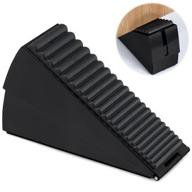 Sekonow Large Door Stopper - Heavy Duty Door Stop Wedge Stainless Steel Rubber Door Stoppers for Bottom of Door, 2.8in Tall Adjustable Doorstop Suits Any Heavy Door, Black