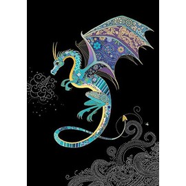 Beautiful Bug Art Greeting Card - Blue Dragon Design