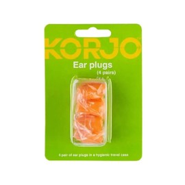 Korjo Travel Ear Plugs, Includes 4 Pairs, Orange
