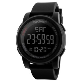 Timever Digital Watch, Waterproof, Men's, Sports, Multifunctional, Stopwatch, Alarm, Outdoor LED Watch, Sports Watch, Large Letters, Easy to Read Clock, Japanese Instruction Manual Included, black, (1