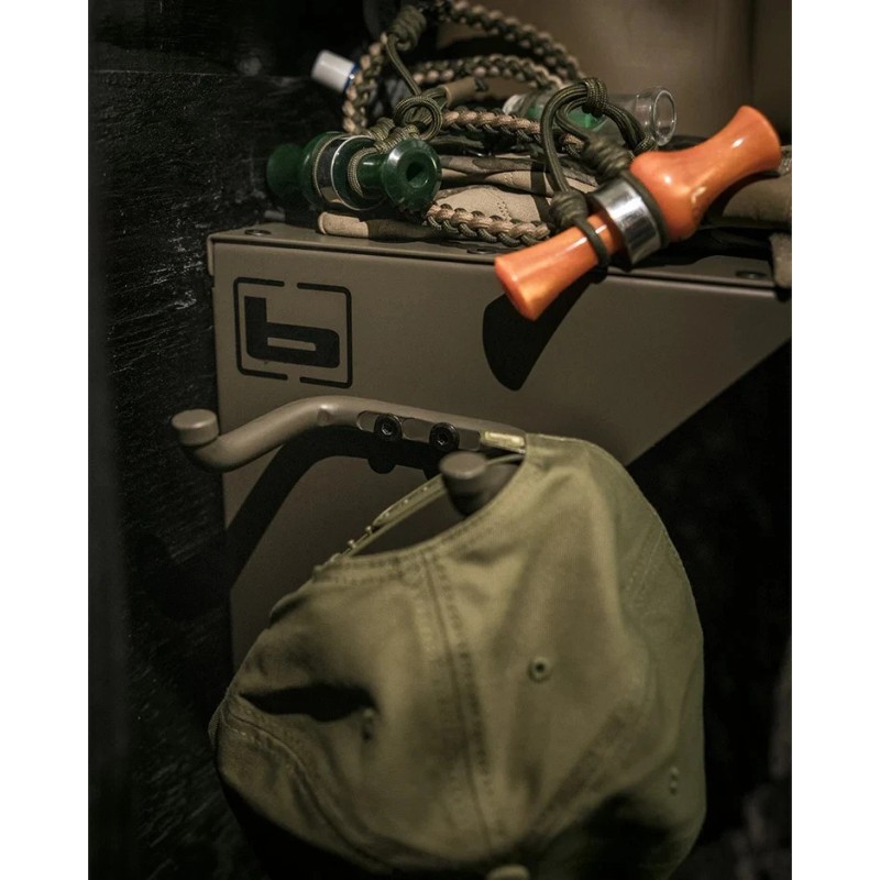 Banded Gear Shelf – Rugged Storage with Hooks for Blind