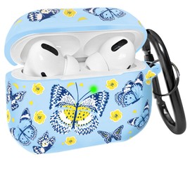 AGAOSH Intended for Airpods Pro 2nd Generation Case Cover Compatible with Cute Blue Butterfly Flowers Print Soft Silicone Cove,Decor Designed with Butterfly Wings,Cute Blue Butterfly