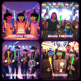 Glow in the Dark Party Supplies, 260PCS Light up Party Favors with LED Glasses Glow Sticks Finger Lights for Halloween Christmas New Year Raves Birthday