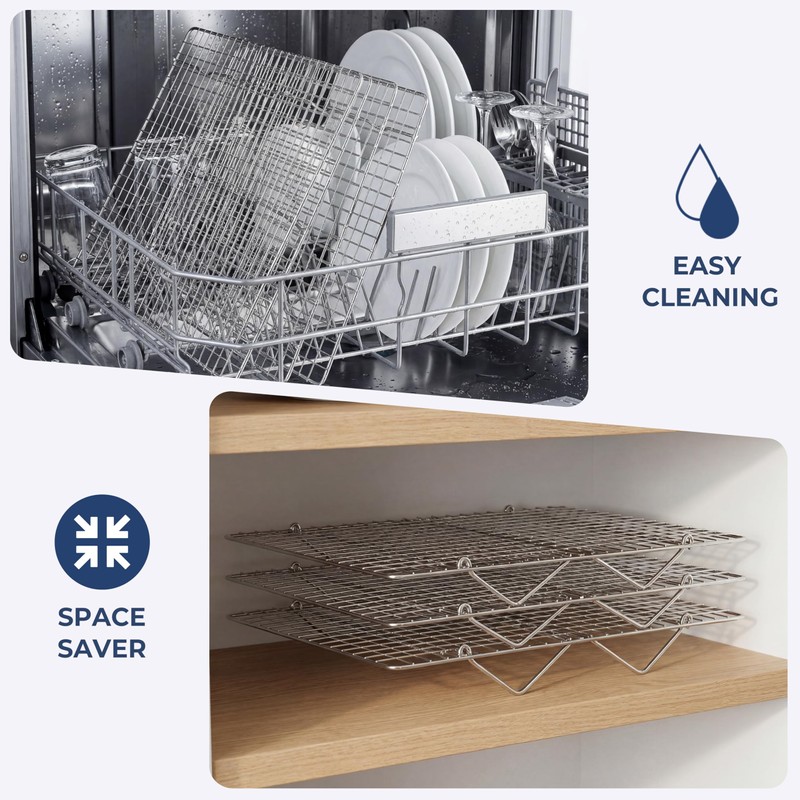 E-far Cooling Rack for Cooking and Baking-4-Tier, 15”x10” Collapsible &