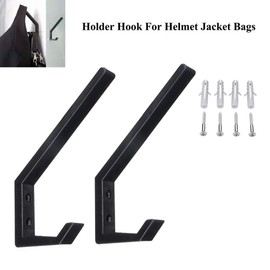 Newyuan 2 Pieces Motorcycle Helmet Holder Hooks Jackets Bags Fabric Wall Mount Display Stand Hanger (Black)