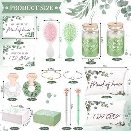 64 PCS Bridesmaid Proposal Gifts Include Bridesmaid Gift Box Makeup Bags Invited Cards Scrunchies Brushes Bracelets Bridal Gifts Wedding Favor for Women Girls(Sage Green)