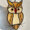 Handmade Stained Glass and Wrought Iron owl suncatcher - Amber