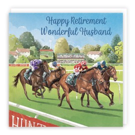 Hunts England - Horse Racing Fun Retirement Card For Husband - Milo's Gallery - Sport Husband Retirement Card - Retiring Card For Horse Racing Fan Husband
