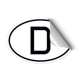 D Sign Sticker 19 x 13 cm for Car - Country Number Plate Germany, UV-Resistant and Weatherproof