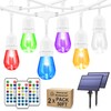 Larkvue 100FT(2x50FT) RGB Solar Outdoor String Lights with Remote, Dimmable