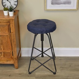 Klear Vu Omega Gripper Non-Slip Tufted Round Barstool Cushion for Dining Rooms, Cafes, Bars and Restaurants, 14” Indigo 2 Pack