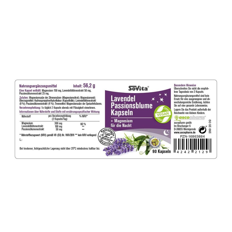 sovita Lavender Passionflower Capsules | + Magnesium for the Night
