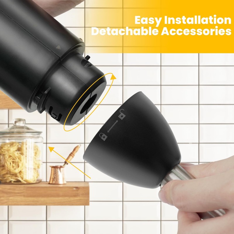 TUMIDY Cordless Immersion Blender with Egg Whisk and Chopper, Rechargeable