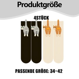 oooaooo 2 Pairs of Cat Socks Women's Cat Socks Cat Socks Cat Cute Socks 3D Funny Socks Soft Breathable with Funny Cat Patterns Sock Gifts for Cat Lovers Women Girls