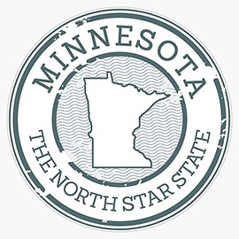 HOF Trading Minnesota - The North Star State (Stamp) Vinyl Sticker Waterproof Decal Laptop Wall Window Bumper Sticker 5"